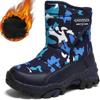 28-40 Детские зимние ботинки на липучках, удобные для улицы, нескользящая толстая подошва с плюшевой изоляцией, детские зимние ботинки с высоким верхом из хлопка
