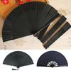 Painting Chinese Style Folded Fan DIY Hand Held Fan Gifts Black Silk Folding Fan