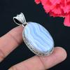 Blue Lace Agate Gemstone Pendant Solid 925 Sterling Silver Pendant Jewelry Gift For Unisex
