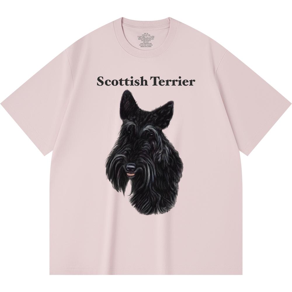 Футболка из 100% хлопка плотностью 230 г/м2 с принтом шотландского терьера, забавная футболка из чесаного хлопка в стиле Харадзюку