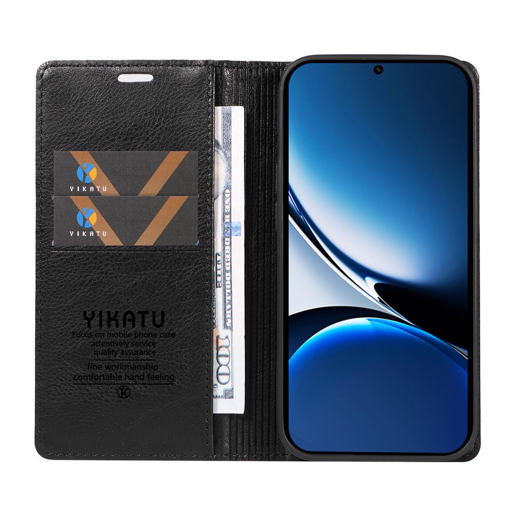 For Xiaomi Redmi Turbo 4 5G/Poco X7 Pro 5G Wallet Case YIKATU YK-006 Magnetic Closure Leather Phone Cover Litchi Texture