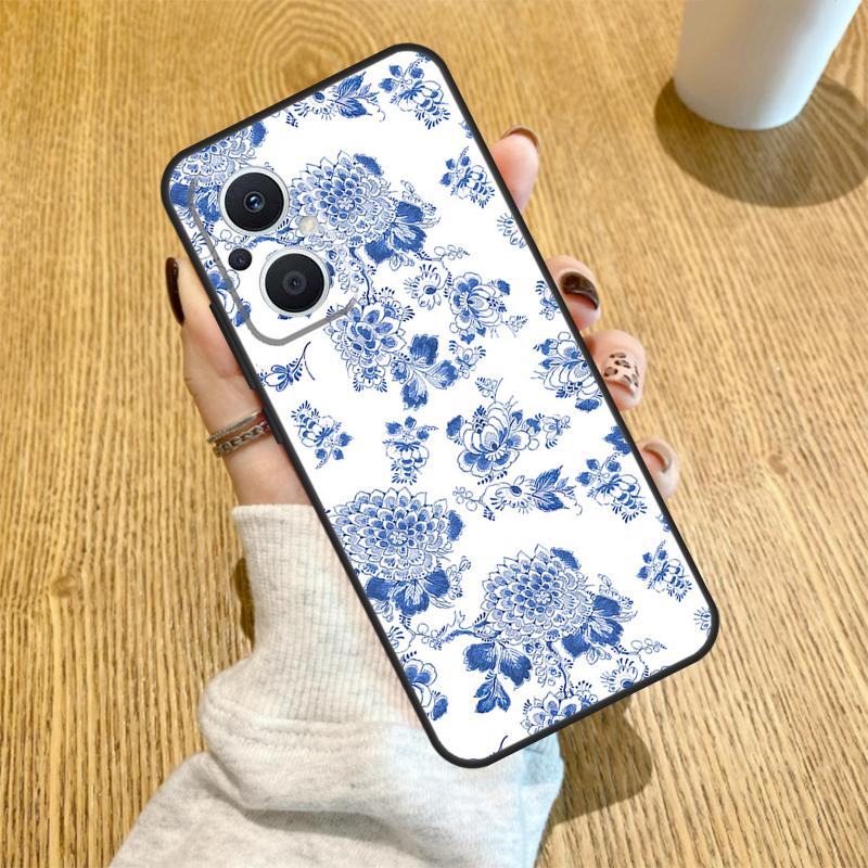 Сине-белый фарфоровый чехол для OPPO Reno 14 F 10 11 12 13 Pro 13F 12F 11F 7 8 Lite Чехол для OPPO Find X6 X5 X8 X9 Pro