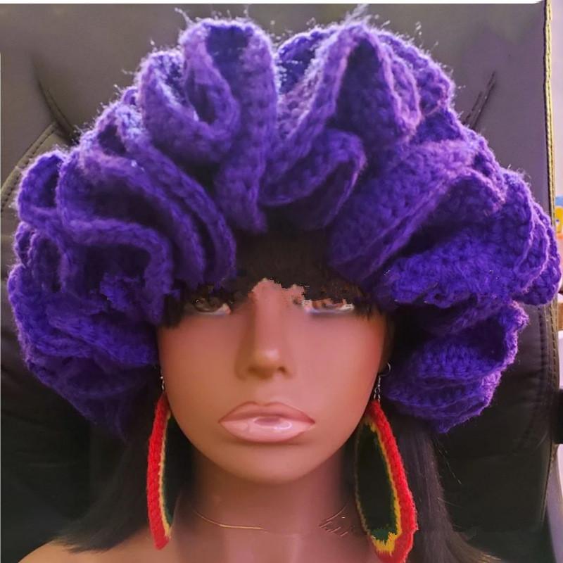 NEW Women Crochet Bucket Hats Y2k Fashion Pleated Ruffles Knitted Hat