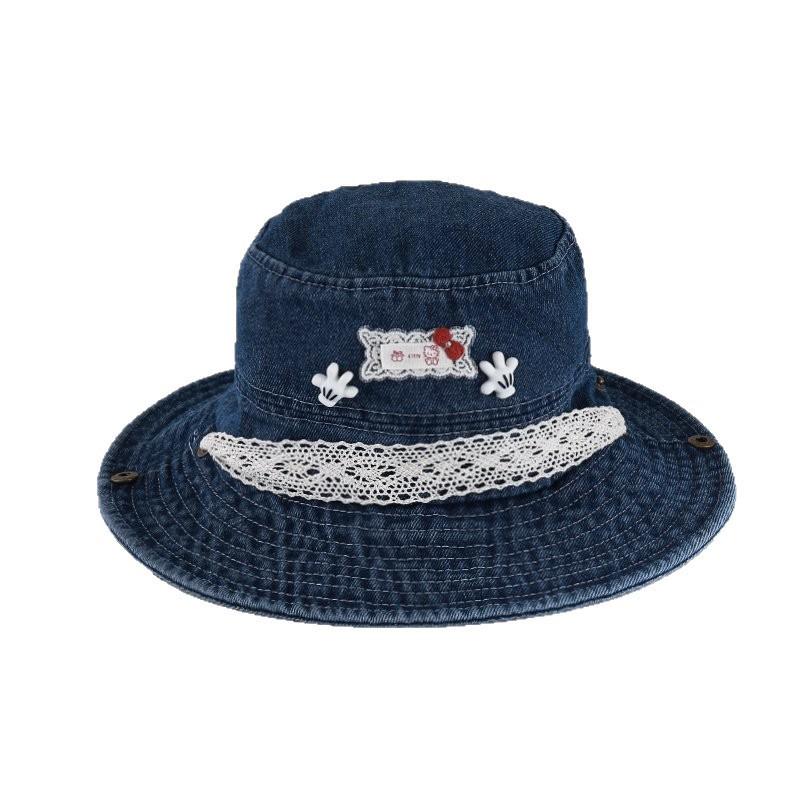 Retro Denim Lace Cartoon Fisherman Hat Children Spring And Summer Outdoor Travel Sun Protection Outdoor Camping Hat Tide