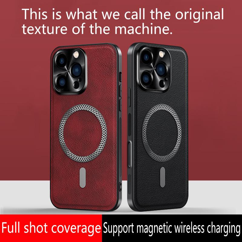 Роскошный чехол из искусственной кожи для Apple iPhone 16e 16 15 14 13 12 11 Pro Max Plus Magsafe Магнитная защита объектива Противоударный чехол
