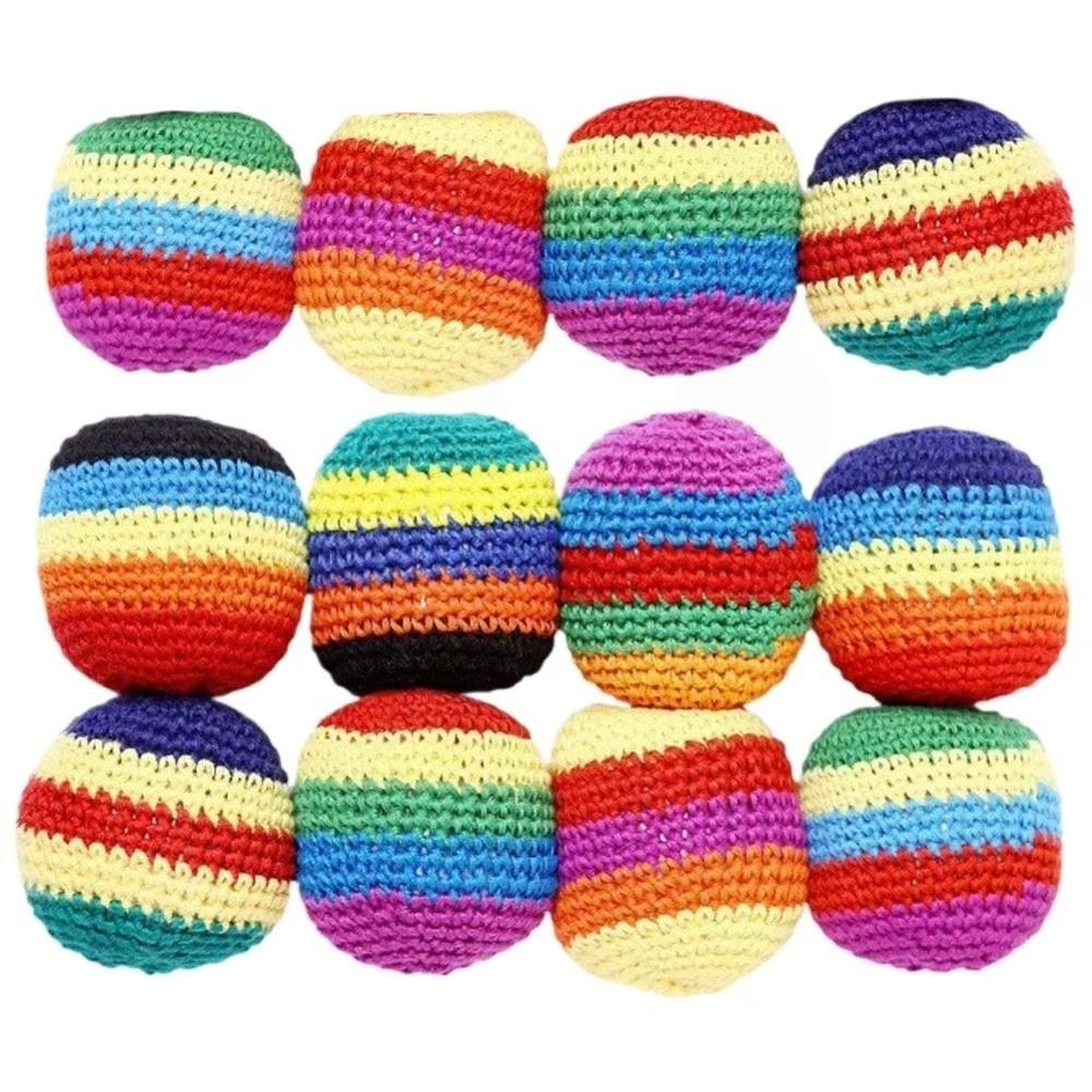 1/3/6/12Pcs Multicolored Foot Bag Crochet Balls Geometric Pattern Crochet Kick Sack Outdoor Toy