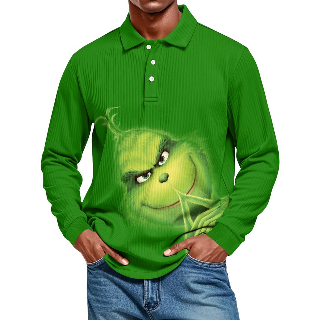 Men's Casual Style Solid Color Loose Shirt Long-sleeved Top