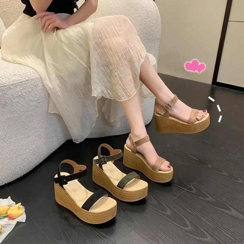 Fashion Women's Thick-soled Wedge Sandals Wear-resistant Suede Waterproof Platform Sandals New Summer Fashion