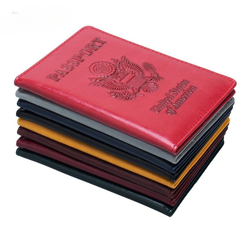 Новый кожаный тонкий чехол для паспорта США, медный уголок, держатель для ID-карты, держатель для авиабилета, дорожные аксессуары