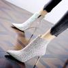 New Autumn and Winter New Shiny Sexy Pointed Toe Fine High Heel Rhinestone Ankle Boots Women's 8cm High Heel Sandal Boots
