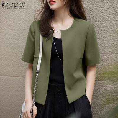 Женская повседневная блузка с круглым вырезом и коротким рукавом, тонкая кардиганная блузка