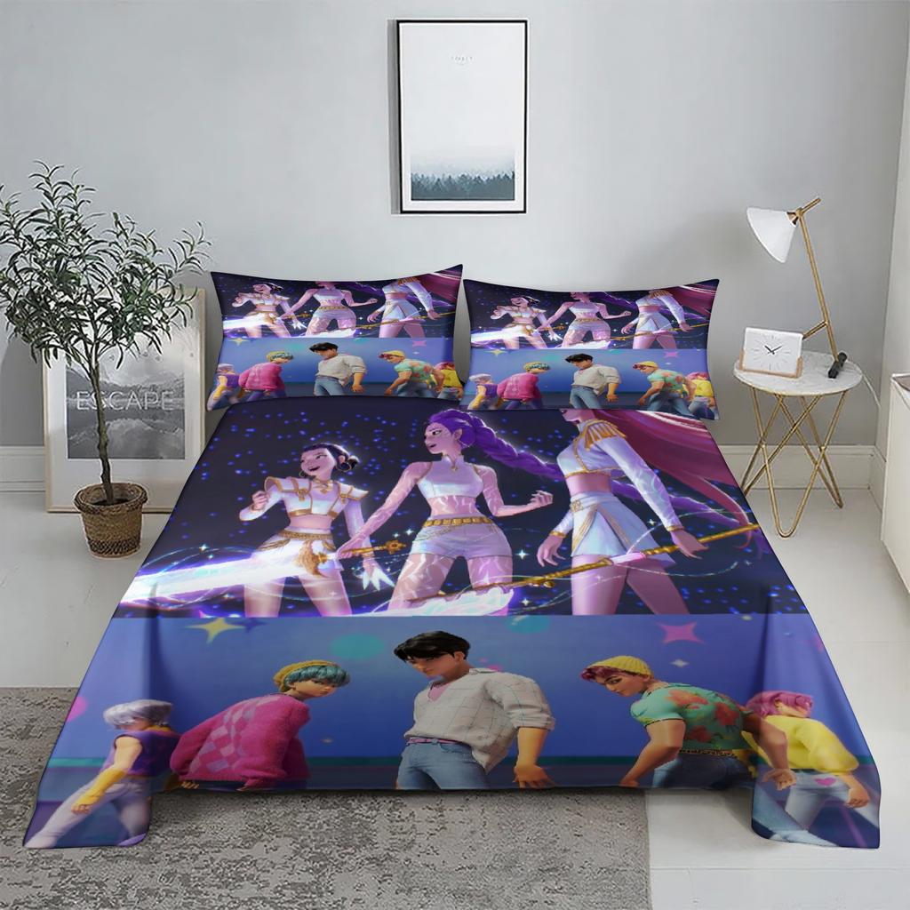 Mira D-Demon Hunters K-pop Комплект простыней 3D-принт Простыня с наволочкой Постельное белье Размер King Queen