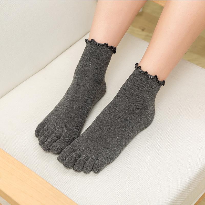 Cotton Five Finger Socks For Woman Edge Curl Fashions Colorful Loose Harajuku Short Socks With Toes Japanese Split Toe Socks