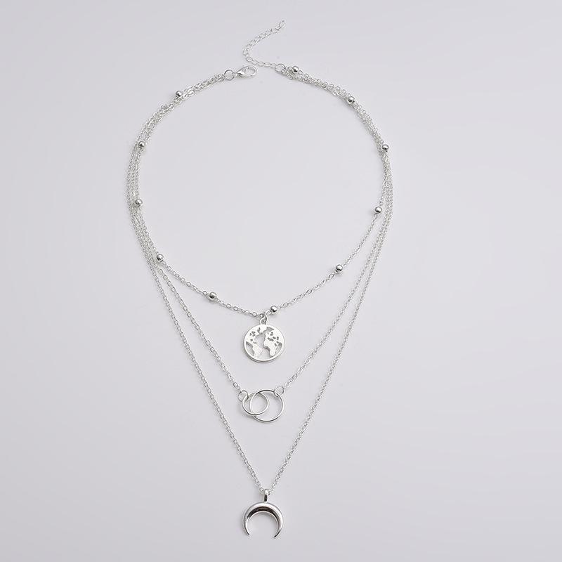 Богемное винтажное многослойное ожерелье с подвеской в виде карты луны