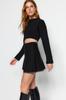 Women's Fashion New Skirt Black Mini Cotton Knitwear Skirt