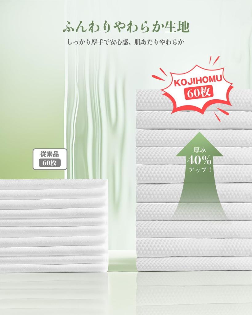 KOJIHOMU очищающее одноразовое средство для умывания лица, мгновенное увлажнение для чувствительной кожи, для сухой и влажной кожи, для снятия макияжа, для лица, рук, без катышков, листы x 1 20x20 см