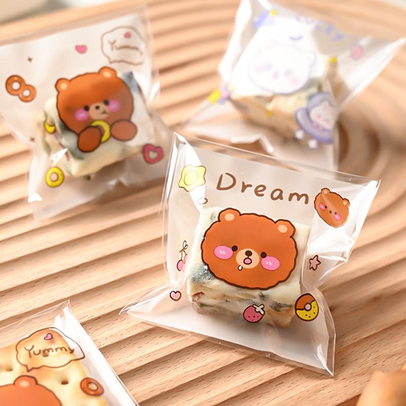 100Pcs 7*7Cm Clear Cake Gift Bag Plastic Candy Cookies Biscuits Packaging Bags