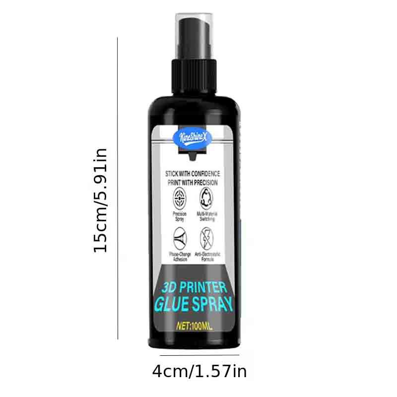 100/200ml Strong 3D Printer Adhesive Spray Suitable for PLA, ABS, PETG, TPU Filaments - Reduces Warping, Enhances Bed Adhesion