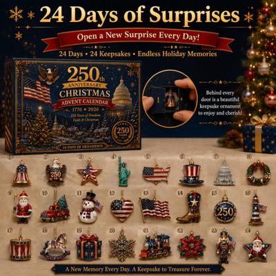 Patriotic Advent Calendar 24 Days Countdown American Theme Christmas Ornament Blind Box - 3D Style