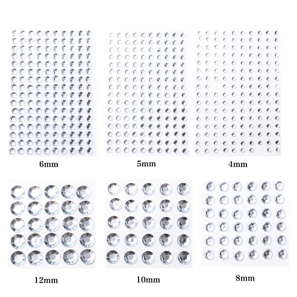 3-12MM Face Стразы Кристалл Наклейки Модные 3D Драгоценные Камни Наклейки Женщины