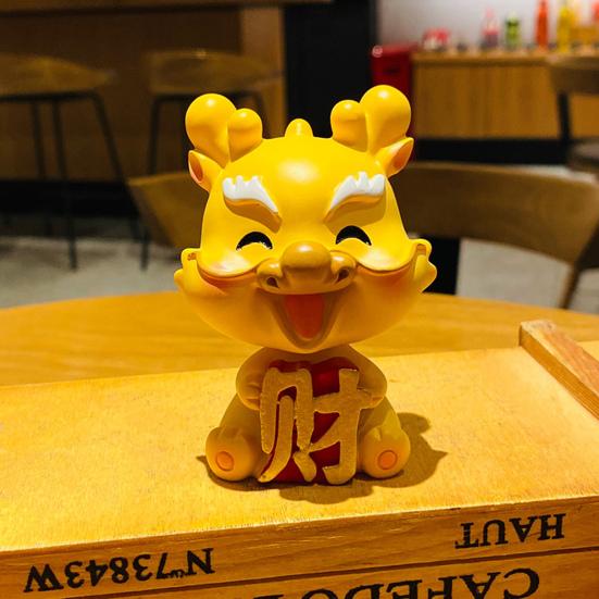 2024 талисман Lucky Dragon, фигурка с покачивающей головой, украшение для приборной панели автомобиля, китайский зодиакальный дракон