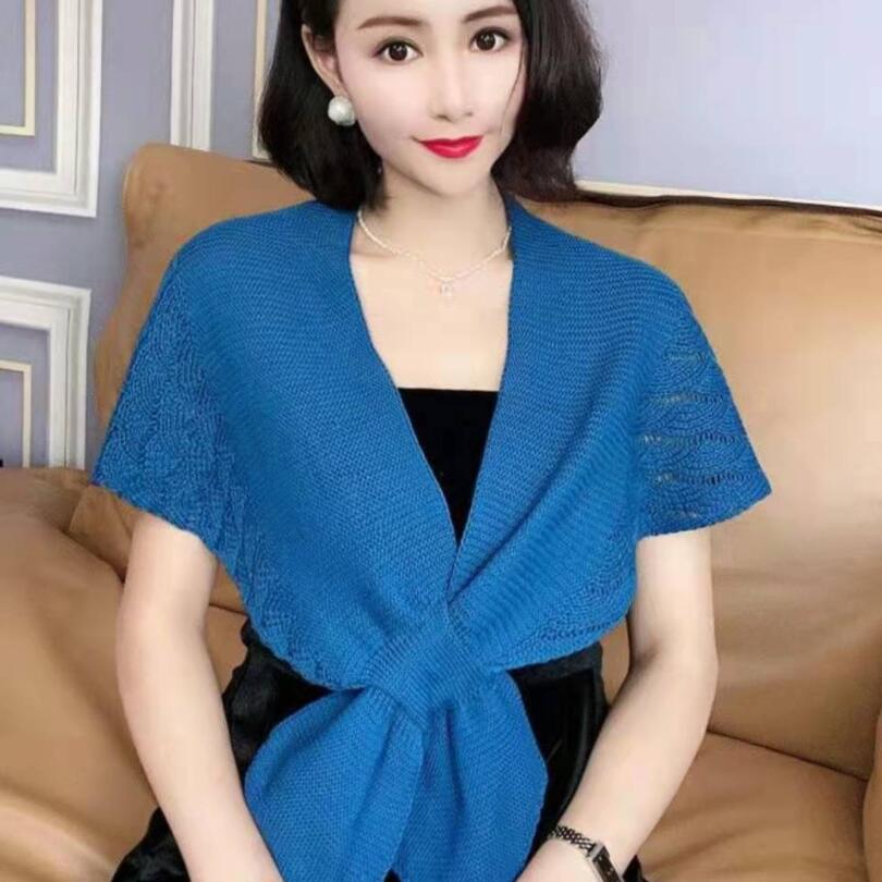 Women's Sweet Crochet Lace Tassels Knit Wide Collar Cape Shawl