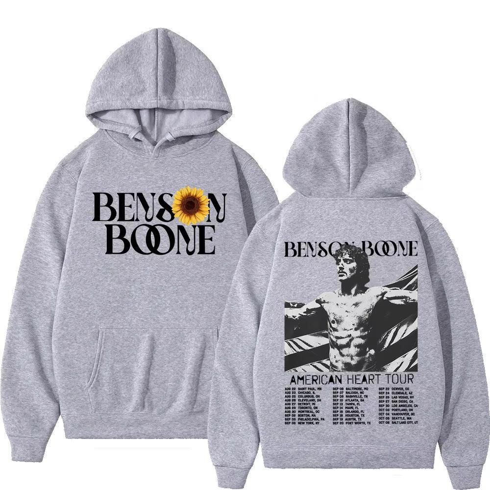 Худи Benson Boone American Heart Tour Мужские Женские Модные Толстовки с Капюшоном Винтажные Повседневные Оверсайз Пуловеры