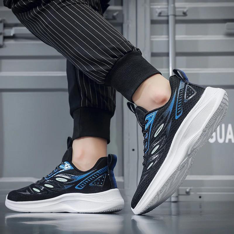 Модные осенние новые кроссовки для мужчин, толстая подошва, легкие кроссовки для бега, дышащая сетчатая повседневная походная обувь большого размера 2024 года