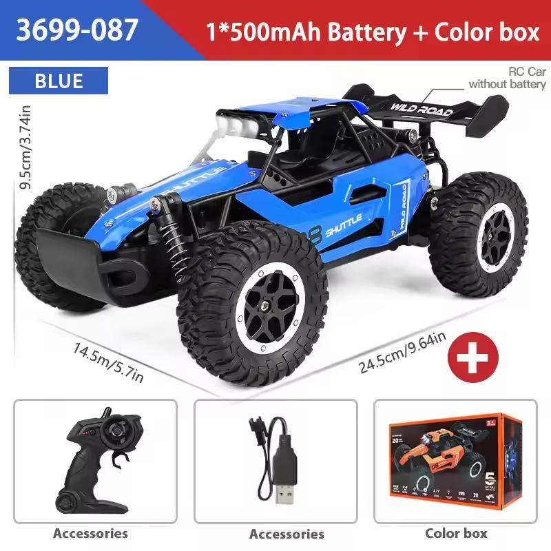 RC Off-Road Car 1:16 Scale All Terrain Fast RC Car 20KM/H High Speed 2WD Electric Vehicle with 2.4G Remote Control Monster Truck