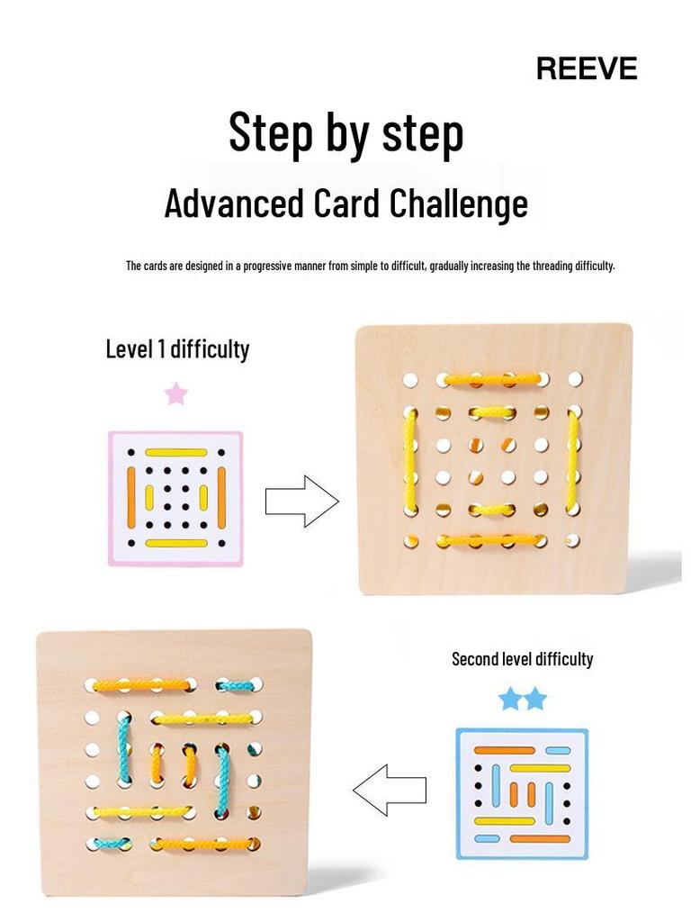 Children's Educational Threading Board Toy for Concentration and Logical Thinking, Handmade Shoelace Trainer for Ages 3-6