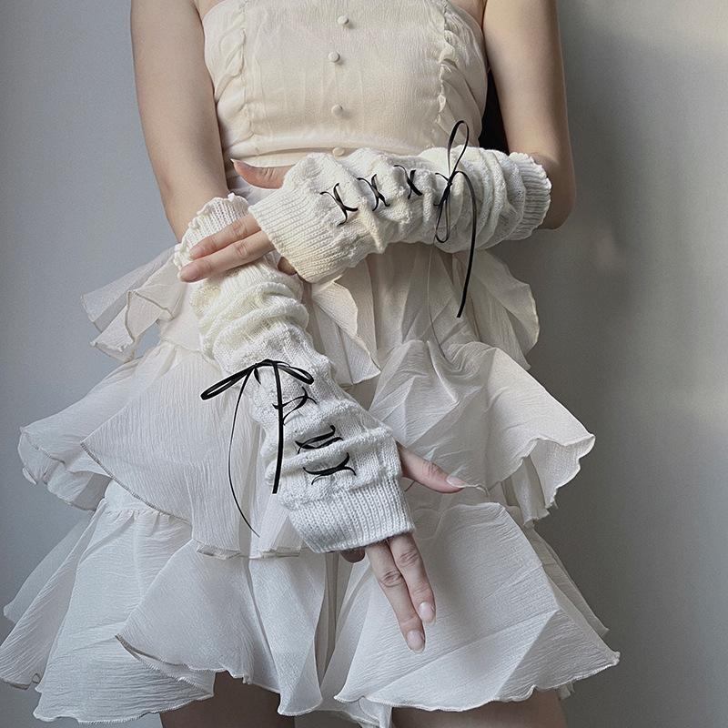 1 пара милых повседневных однотонных перчаток со звездами в стиле панк, длинные перчатки без пальцев для женщин и девочек, нарукавники в стиле Лолиты, подарки