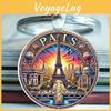 Paris Sunset View Keyring With Glass Alloy Pendant For Gift And Collectors Use