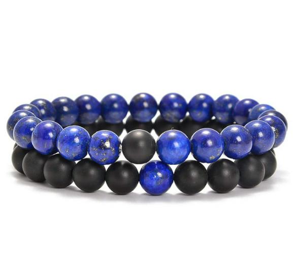 Матовые браслеты для пары из камней Тигровый глаз и Агат - Бусины 8 мм, Студенческий стиль