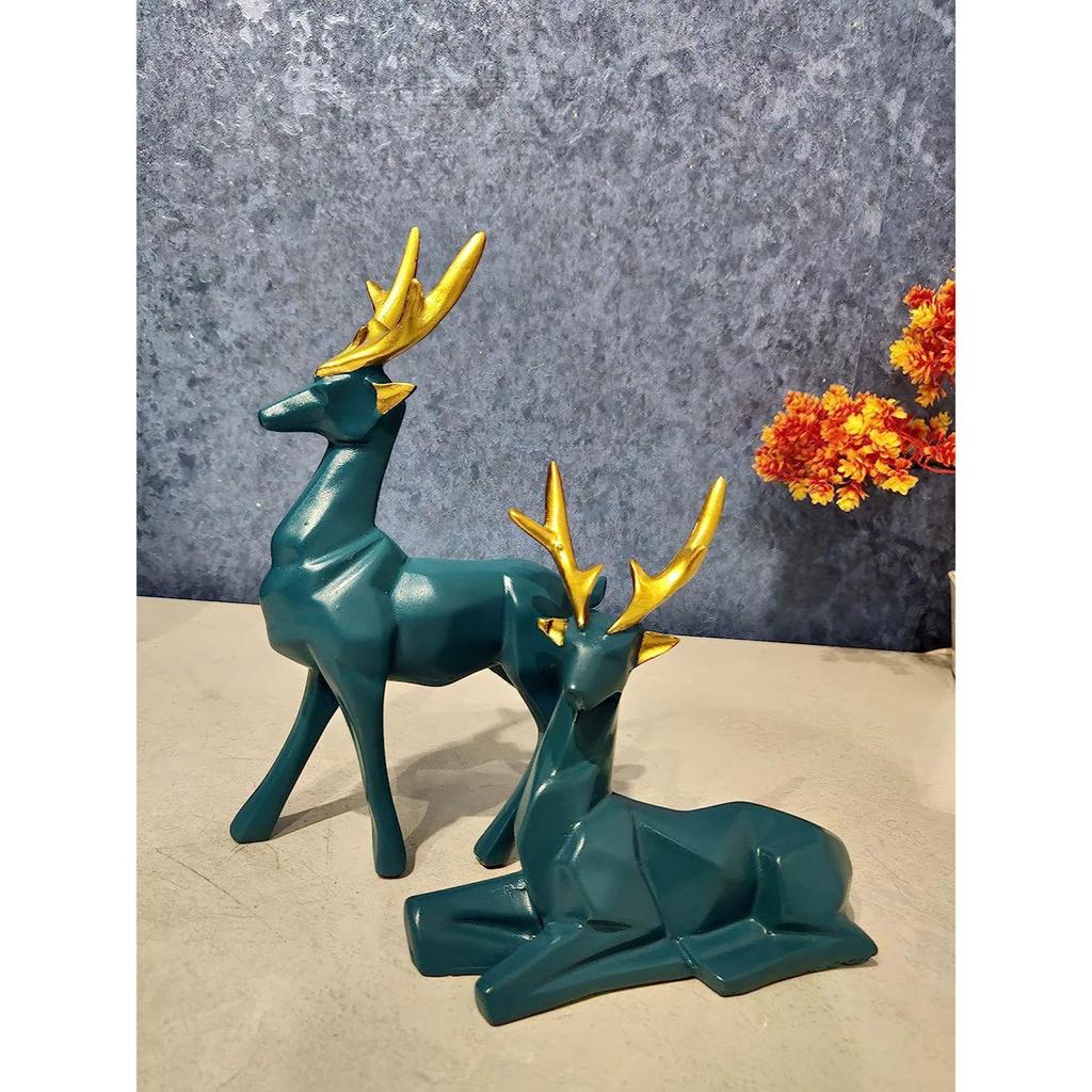 Демонстрационный образец оленя/хирана из смолы для домашнего декора и офисного декора, набор из 2 экспонатов, разноцветный