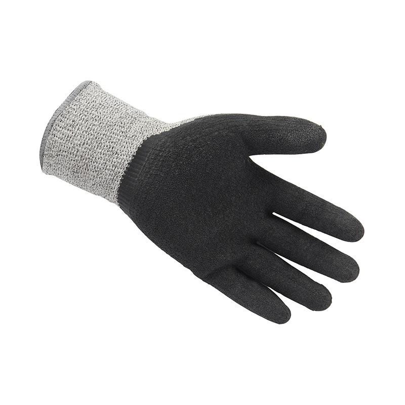 13 Gauge Protective Cut Resistant Level 5 Gloves Wrinkle Latex Coated Anti-cut Gloves for Glass Industry Construction