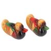 1 Pair Wooden Mandarin Ducks Figurine Colorful Love Birds Duck Statue Handmade Decorative Sculpture