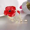 Новая креативная брошь с гвоздиками, булавки с красным цветком, броши для женщин, эмалированная булавка золотого цвета