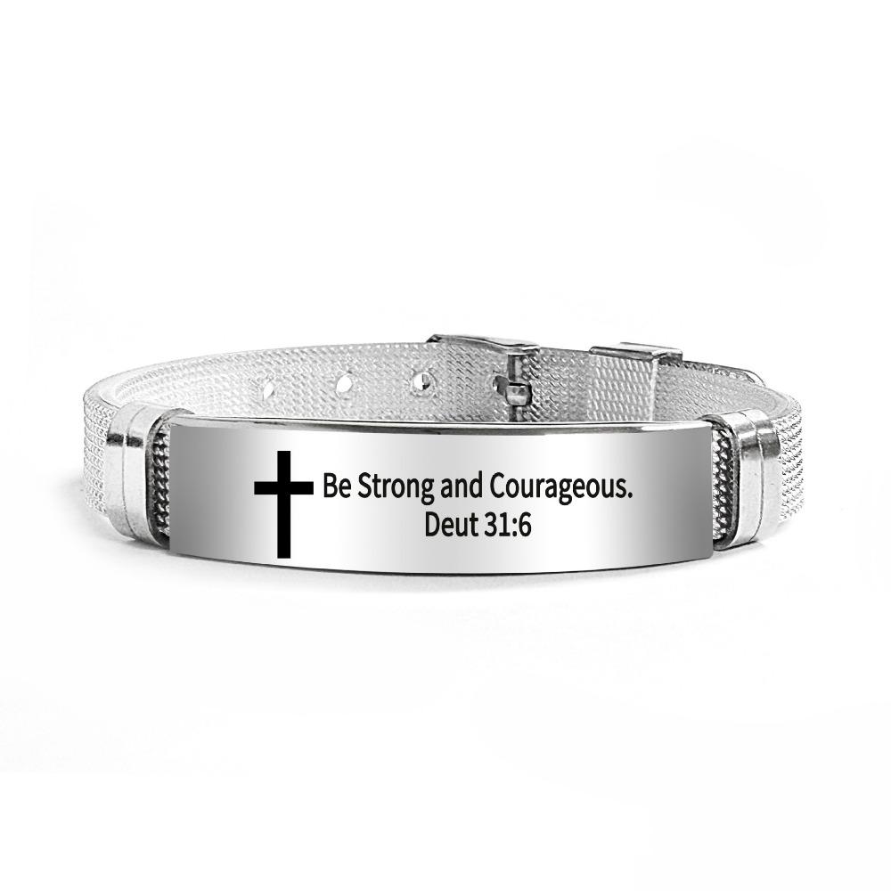 Stainless Steel/PVC Family Friendship Bracelet Adjustable Bible Verse Bracelet Faith Gifts