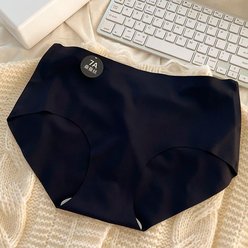 Women Mid Waist Seamless Antibacterial Solid Color Large Size Underwear For Young Girls