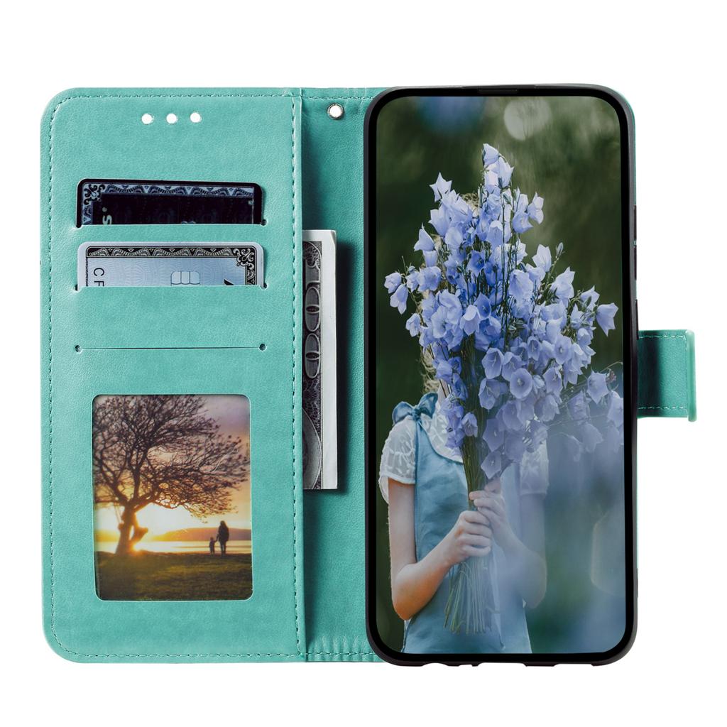 For Motorola Moto E13 4G Mobile Phone Case Imprinted Mandala Flower Pattern Wallet Stand Phone Cover with Strap