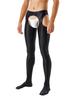 Mens Cutout Crotchless Pantyhose Glossy Mid Waist Tights Leggings