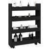 VidaXL Narrow 4-Tier Storage Cart Black Engineered Wood, Slim Storage Cart, Rolling Cart, Cart of 855260