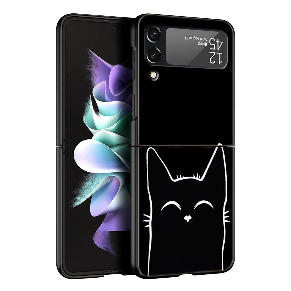 Роскошный подарочный чехол для телефона Samsung Galaxy Z Flip 4 Fold Hard PC Shell для Samsung Z Flip 3 5G Cover Fashion Cute Cat Aesthetics