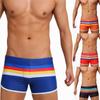 Мужские спортивные шорты-боксеры в полоску с разрезом, пляжные шорты для плавания, плавки