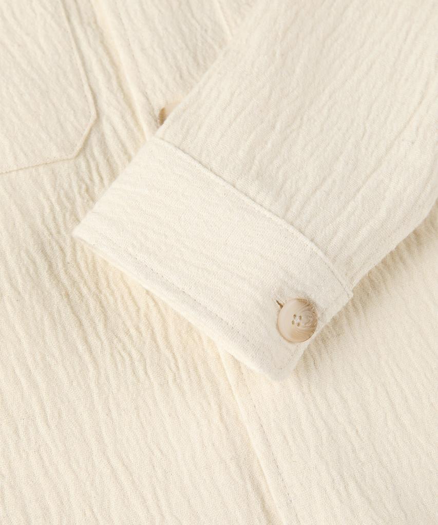 Panicale Ivory Wrinkle Herringbone Shirt Jacket