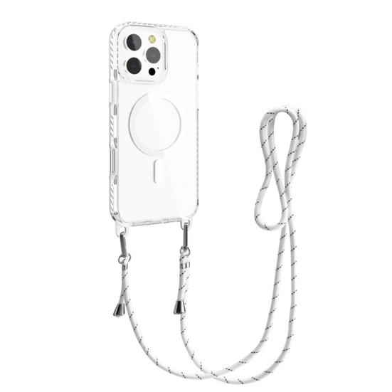 Магнитный прозрачный чехол для телефона для серии iPhone 16 Противоударный чехол для телефона через плечо