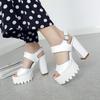 2018 Summer New Thick Heel High Heel Waterproof Table Thick Strap Buckle Fish Mouth Sandals Women