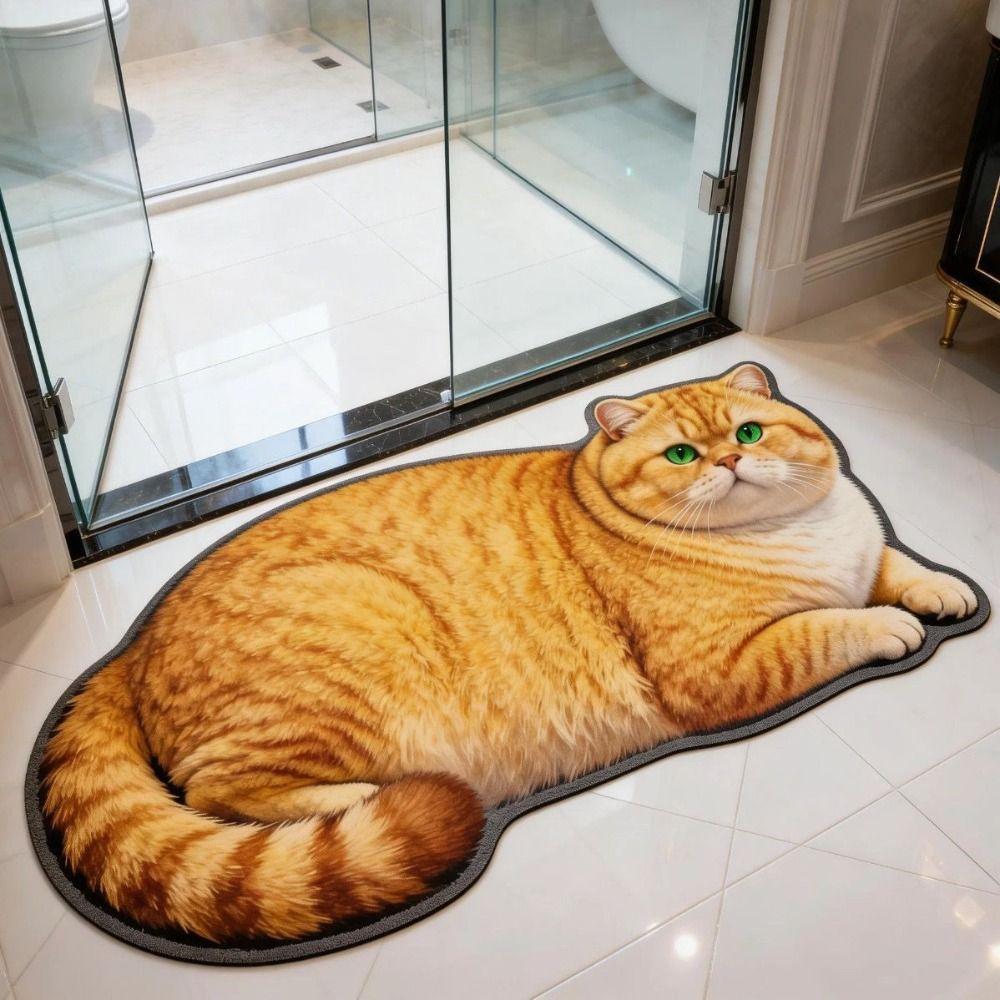 Super Absorbent Cute Cat Diatom Floor Mat Bedroom Door Small Rug Living Room Tea Table Bedside