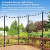 String Light Pole 10 Ft Coated Metal Pole with Fork Outdoor Light Pole with Spikes String Light Holder for Patio Deck Garden Wedding Party Decor