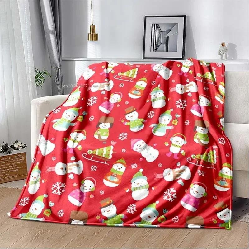 RIPRed Christmas Blanket Snowflake 3D Print Soft Cozy Flannel Blanket for Living Room Bedroom New Year Christmas Gift Home DecorR-I-P
